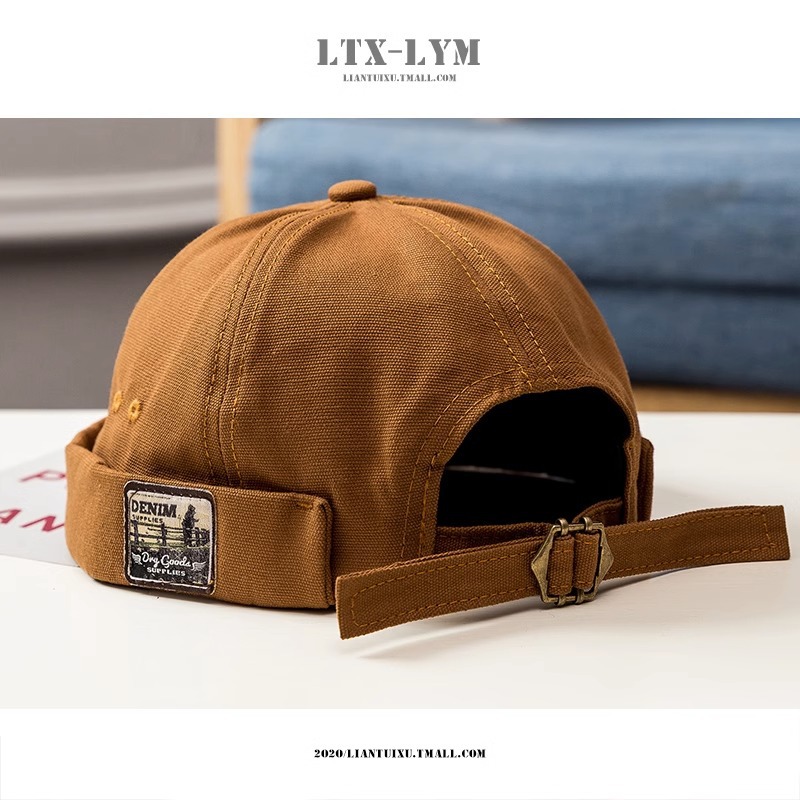 Estilo japonés británico vintage melón sombrero de cuero de los hombres cuatro estaciones hip hop estilo coreano boina calle inconformista sin ala propietario sombrero mujeres