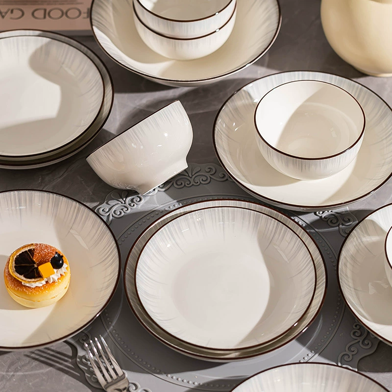 Tableware, ceramic set, modern soup bowl, simple and elegant design, full set