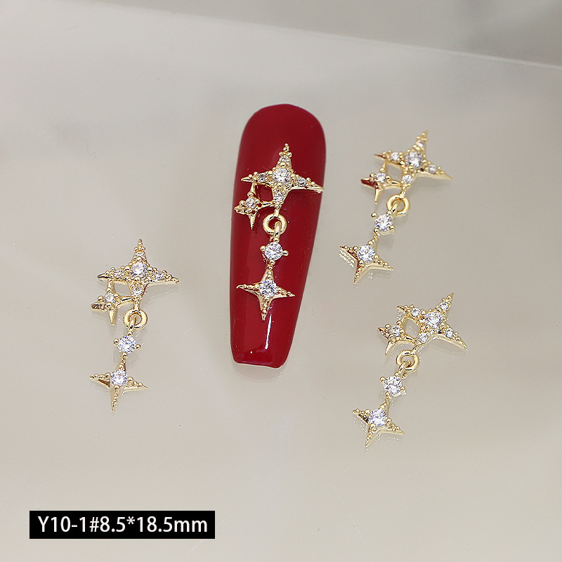 En línea popular LZ estrella mango circón joyería de uñas al por mayor amor cadena arco Rosa diamante decoración de uñas