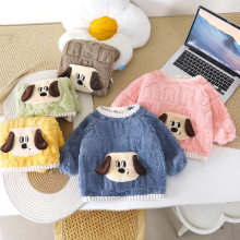 秋冬加绒罩衣加厚儿童反穿衣系带秋冬宝宝外套厚实围兜一件代发