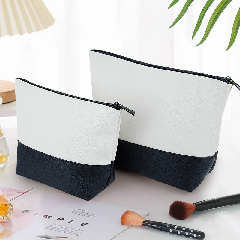 Black and White Contrast Color Hand Storage Zipper Cosmetic Bag Graduation Gift DIY Print Logo Wash Travel Storage Bag