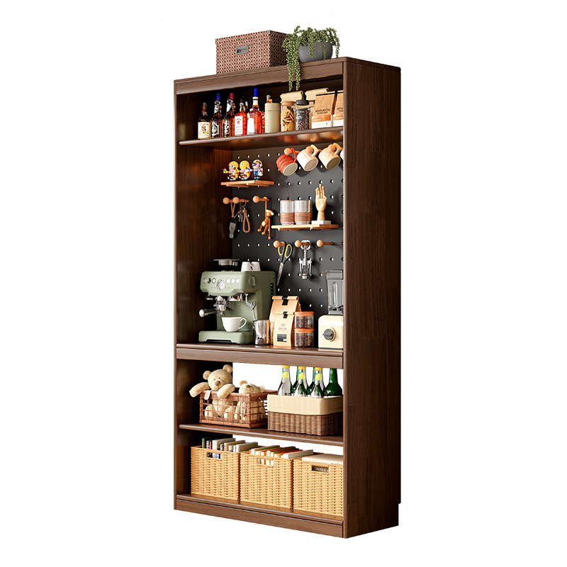 Estantes de madera sólida estantería de almacenamiento de piso para sala de estar integrado toda la pared armario de almacenamiento armario casero de color nuez