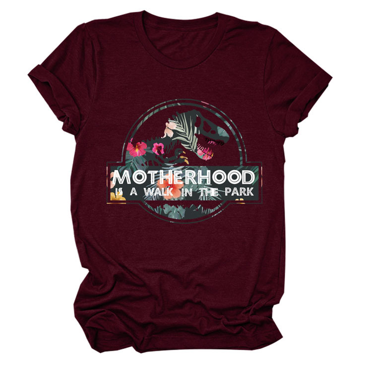 La maternidad es un paseo por el parque Amazon más tamaño cuello redondo Carta europea y americana camisa de manga corta