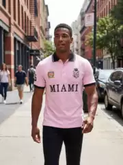 New Short-sleeved Polo Shirt Men's Cross-border Classic Pink Sports Casual Cotton Slim-fit plus size Short-sleeved Lassel T-shirt