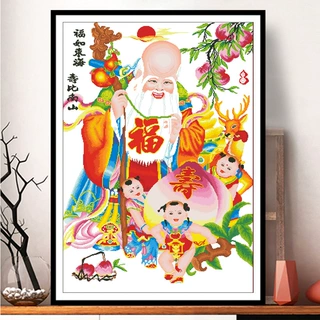 十字绣厂家抖音快手小红书一件代发2026新款线绣送福童子福如东海