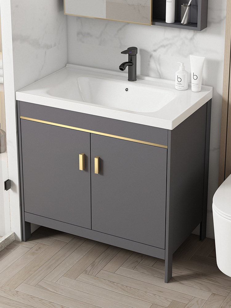 Floor-Standing Space Aluminum Bathroom Cabinet Washbasin Washbasin Cabinet Combination Ceramic Bathroom Balcony Washbasin Basin
