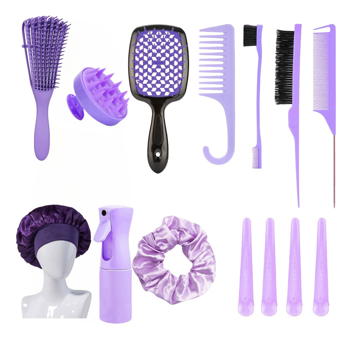 Brazo de cabello, tocado, arco, tocado, cepillo de lavado de cabello, botella de pulverización continua, peinado de cabello de cola, peinado de cabello hueco