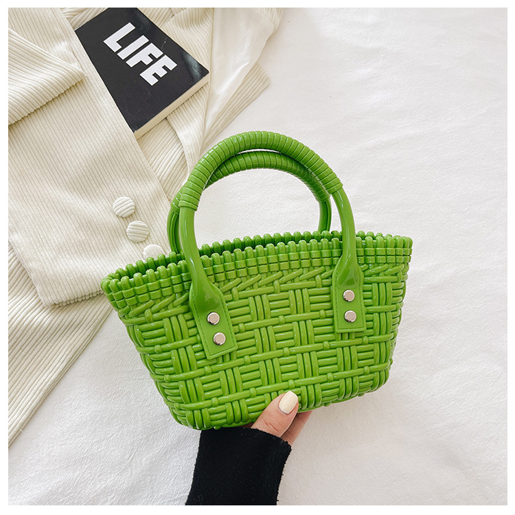 2025 New trendy and versatile crossbody mini vegetable basket jelly bag, fashionable hand-held woven bag, mini tote women's bag undefined