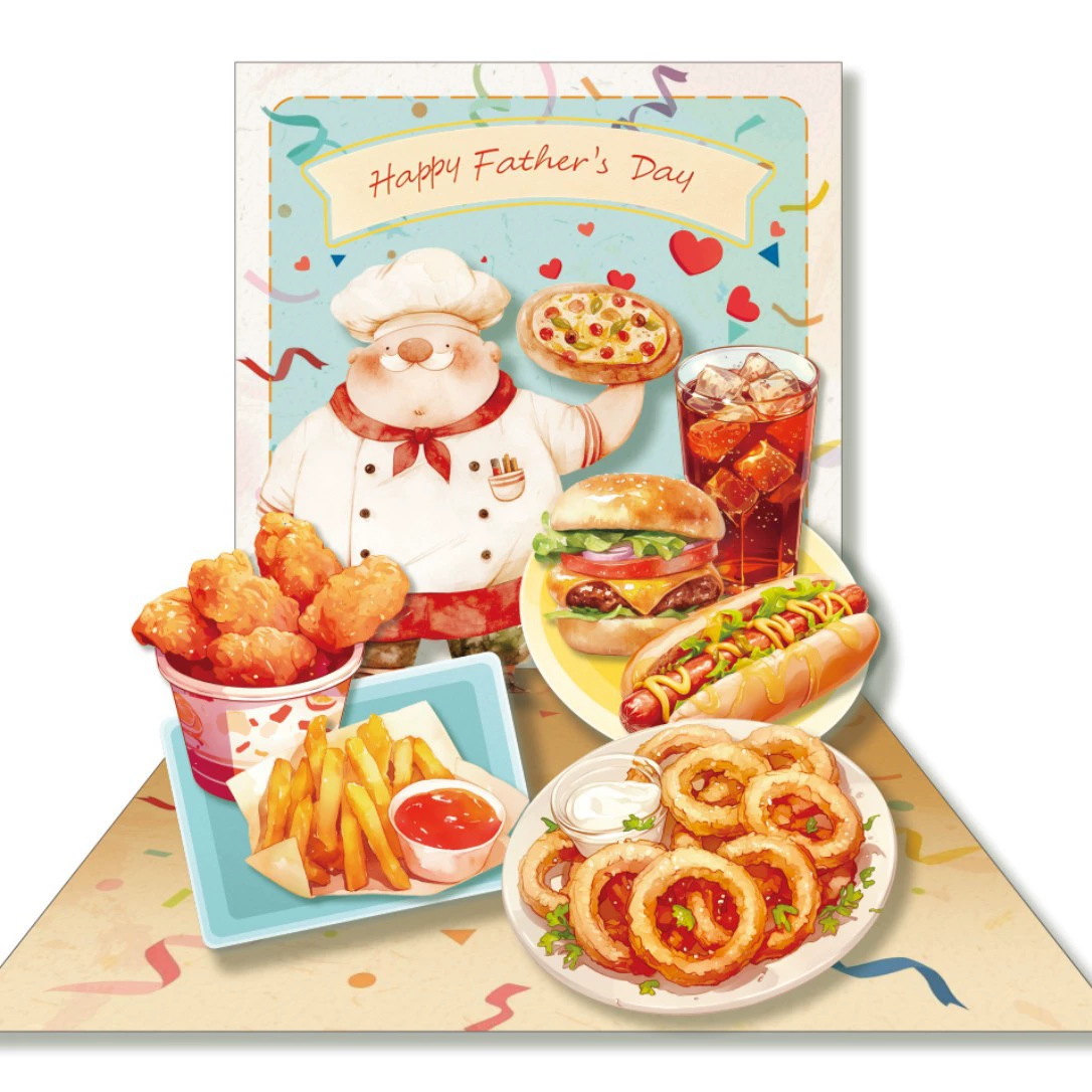 Трансграничная стерео-поздравительная открытка, забавная 3D-выпрыгивающая хот-дог, ручная работа, день рождения папы, подарок на день отца, обмен подарками