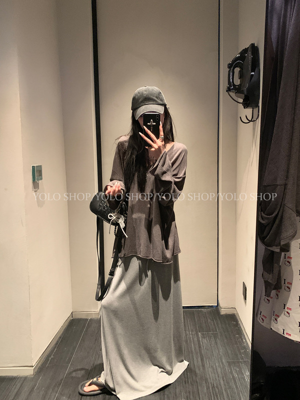 YOLO SHOP  莱赛尔亚麻V领百搭针织长袖上衣女初秋慵懒休闲风罩衫|undefined