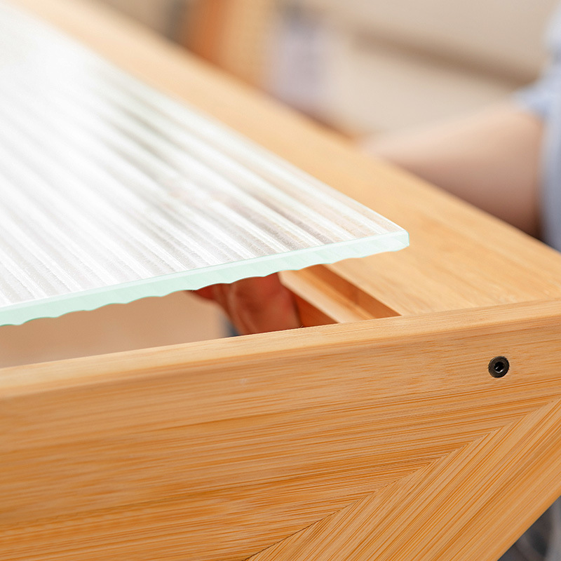 Mesa de café de vidrio sala de estar estilo japonés estilo de registro mesa de té de ratán hogar pequeño apartamento rectangular mesa de té simple nuevo