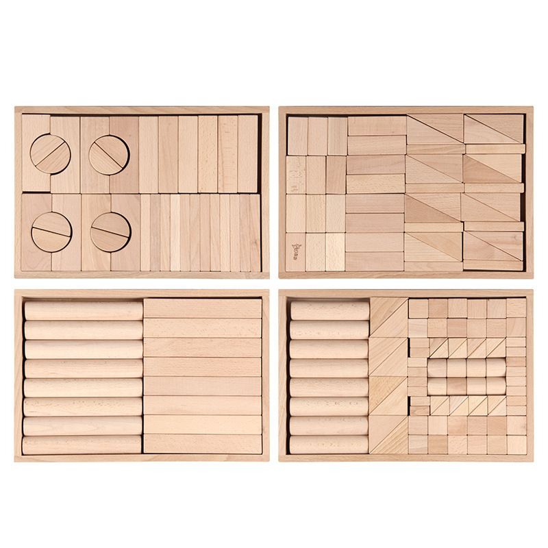 Wooden Kidsren's Large Particle Building Block Toys Super Large 182 Pieces Pure Beech Solid Wood Solid Building Blocks