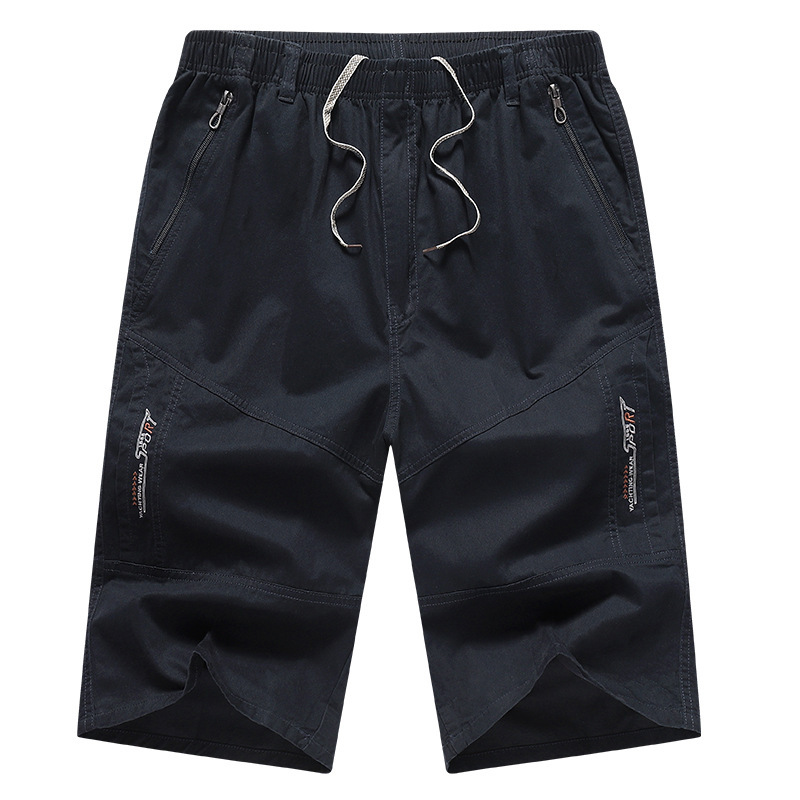 Men's Pants Summer New Middle-aged and Elderly Dad Sports Casual Loose Straight Pants Large Size Cotton Capri Pants