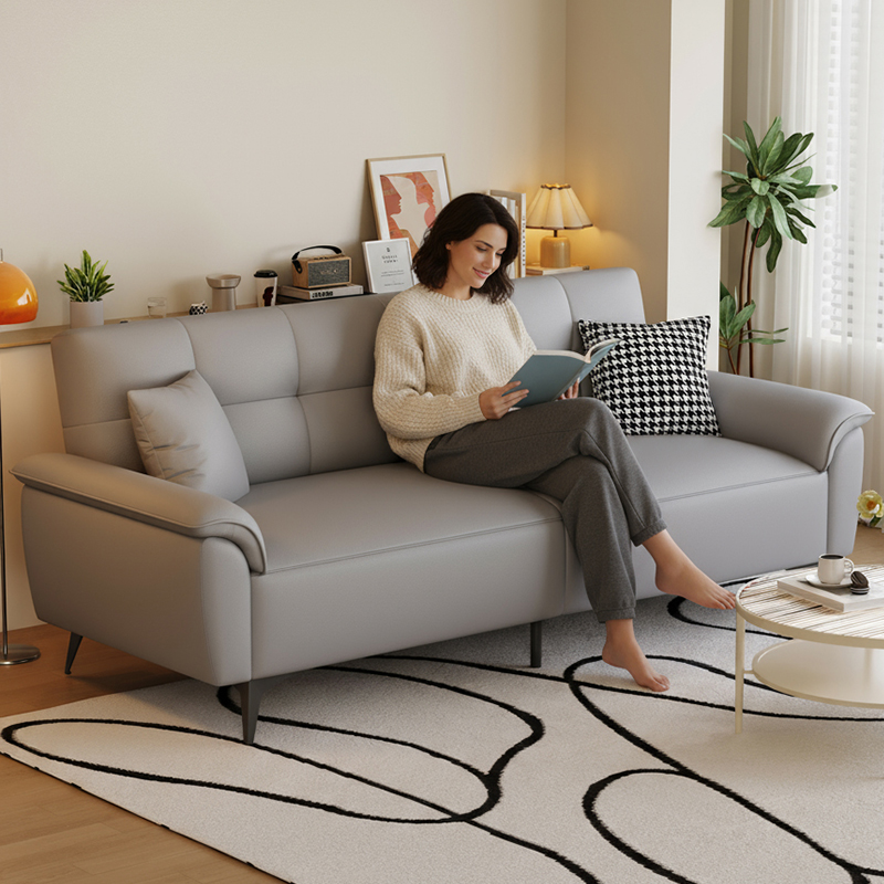 2026 New Cat-Scratch-Resistant Fabric Sofa Bed Multifunctional Modern Minimalist Living Room Apartment Small Apartment Leather Sofa