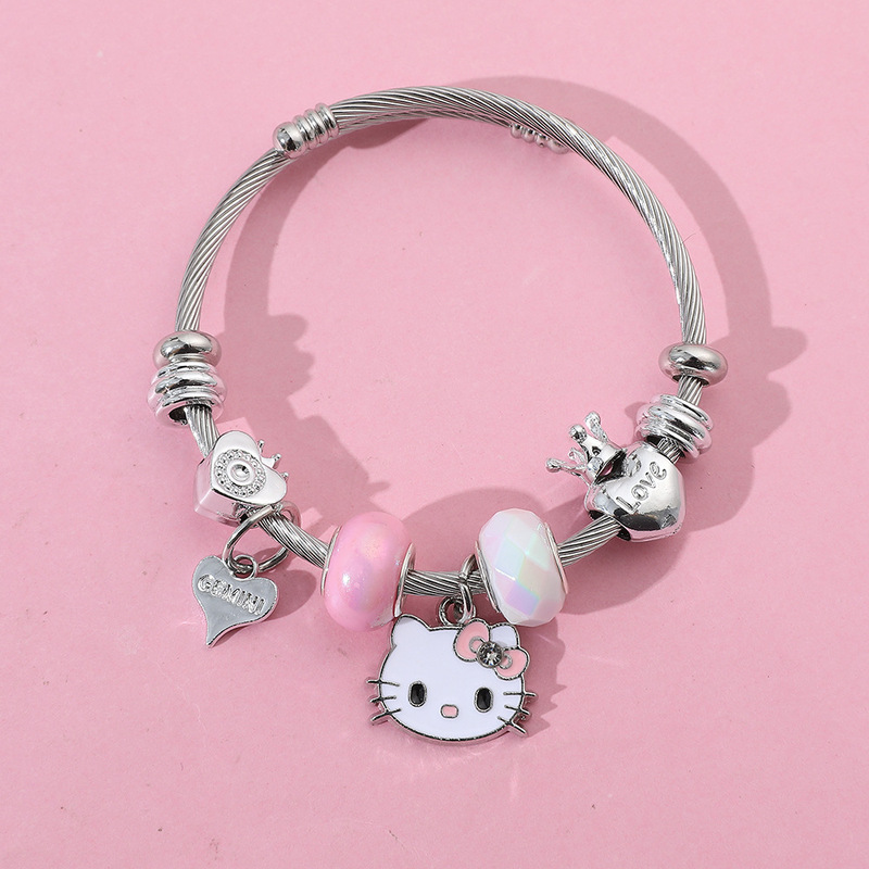 Cross-border European and American cartoon animation Sanrio kt cat Hello Kitty Panjia beaded bracelet jewelry wholesale Cross-border European and American cartoon animation Sanrio kt cat Hello Kitty Panjia beaded bracelet jewelry wholesale