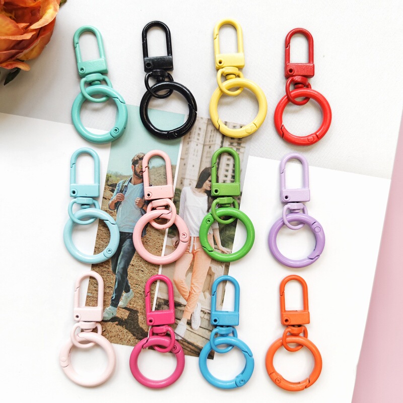 Macaron Color Keychain DIY Jewelry Accessories Pendant Candy Color Door Buckle Spring Ring Keychain Color Hanging Ornaments
