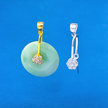 S925纯银平安扣夹扣DIY简约玉髓蜜蜡扣挂件扣水晶翡翠平安玉扣头