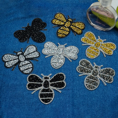 Cross-border rhinestones, little bees, hot melt, hot melt adhesive, mesh, rhinestones, fabric stickers, hot pictures, clothing patches, direct wholesale