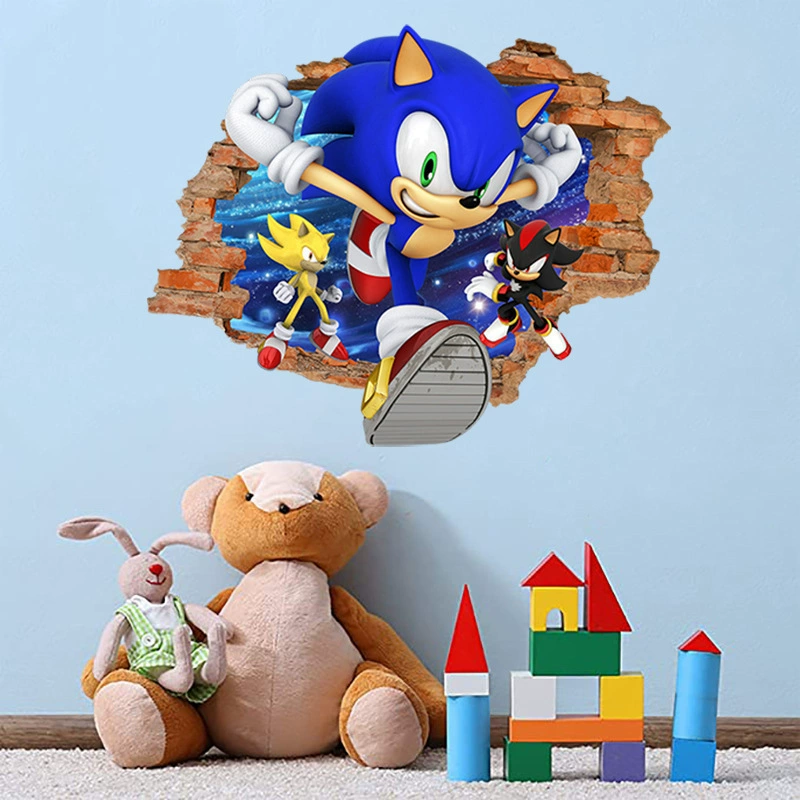 Новые товары Соник наклейки мультфильм анимированные Sonic настенные наклейки Детская комната ПВХ самоклеящиеся наклейки водонепроницаемые наклейки