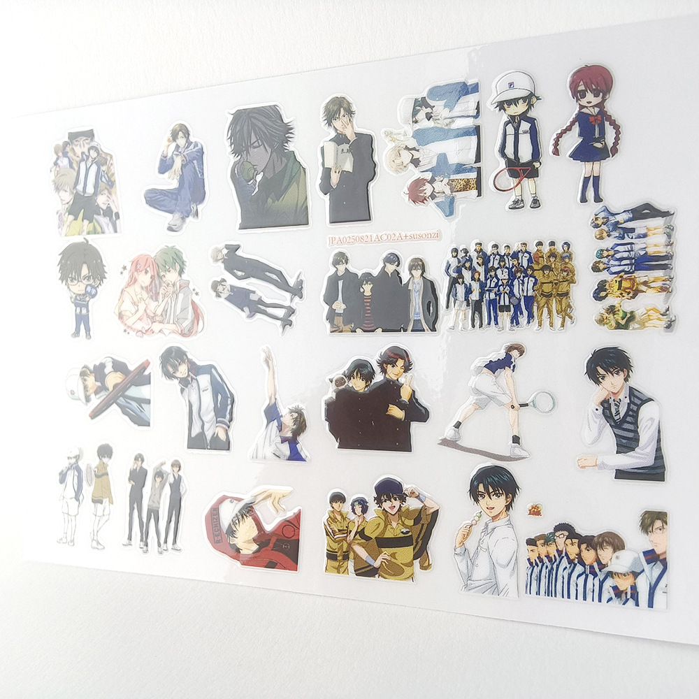 Tennis Prince Hollow Three-Dimensional Waterproof Hand-Painted Sticker Tear-Off Film Decorative Sticker Uv Transfer Sticker Crystal Label Customization