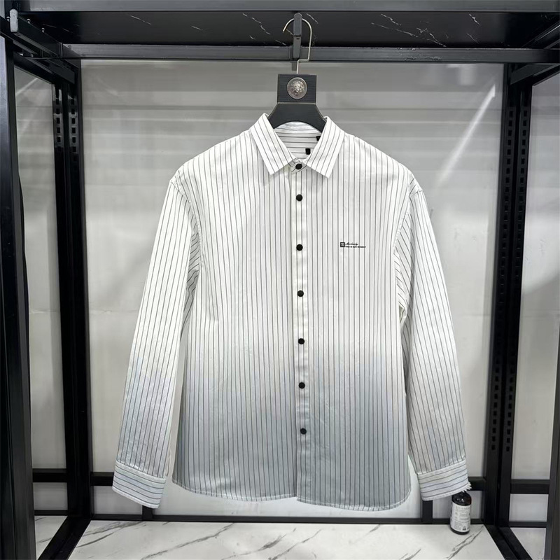 [Sea Brand Cut Label] Spring and Summer Jacket Long Sleeve Casual Shirt New Pure Cotton Loose Striped Hanging Dye 1W043A