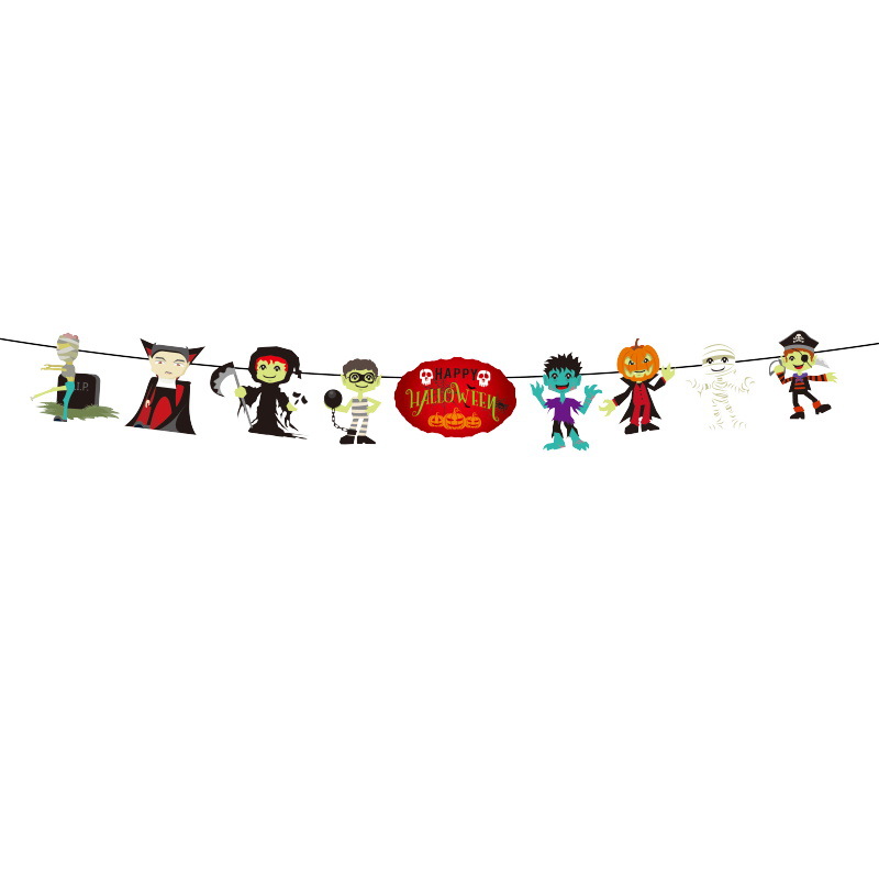 Nuevo Halloween transfronterizo, bandera, calabaza, bruja, fiesta KTV, decoración de papel, decoración del festival de fantasmas, accesorios