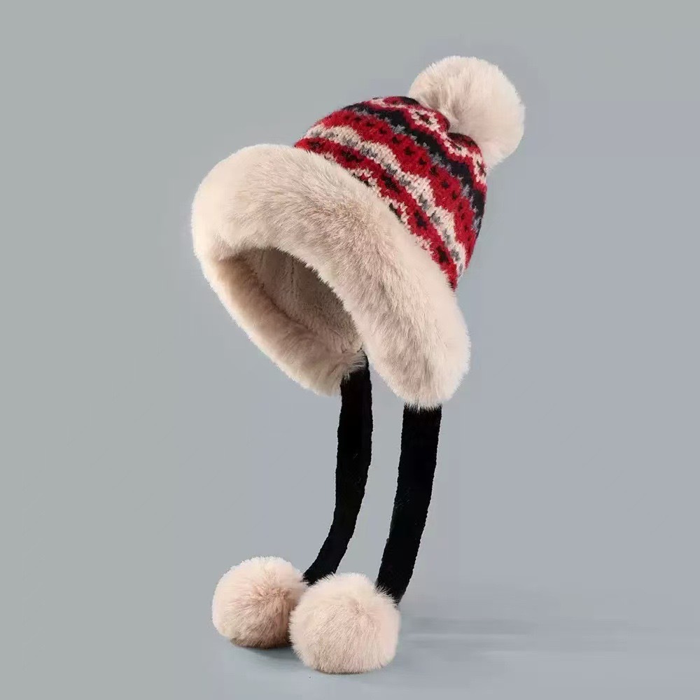 Protector de orejas de peluche para montar en el noreste del frío Thunderfeng sombrero mujer invierno más grueso 2024 nuevo sombrero otoño invierno lindo