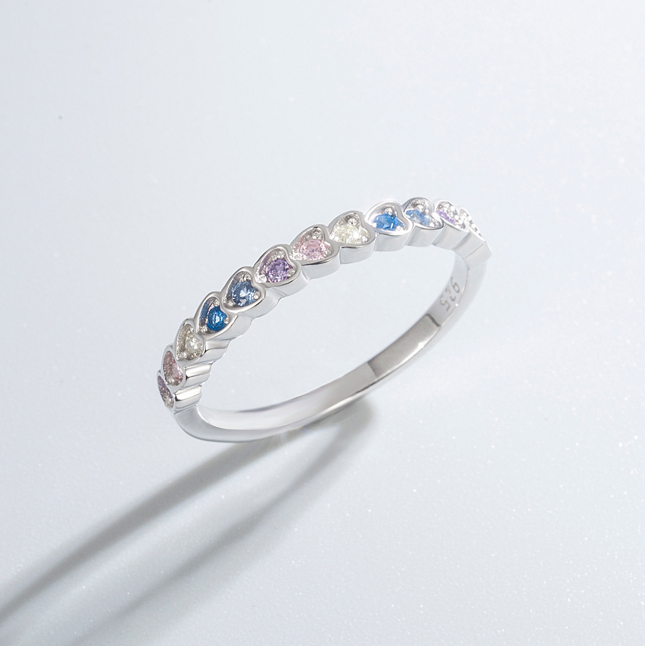 Jewelry + Earrings Quantity S925 Sterling Silver Color Zirconium Love Jewelry Suit Heart-Shaped Bracelet Zircon Stud Earrings  Silver Jewelry