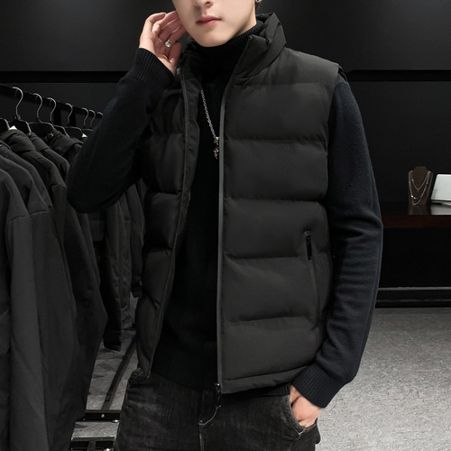 Casual Men's Vest New Autumn Stand Collar Solid Color Fashion Sports Slim Fit Sleeveless Youth Solid Color Korean Style Jacket