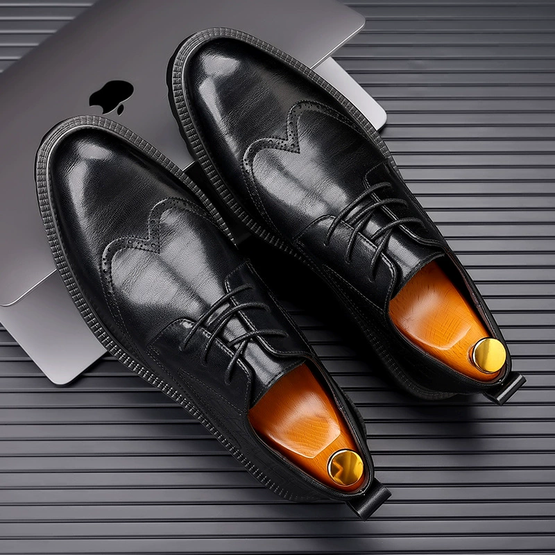Мужские туфли осенние из натуральной кожи на платформе деловые официальные повседневные кожаные туфли Мужские броги костюм британские продвинутые туфли дерби