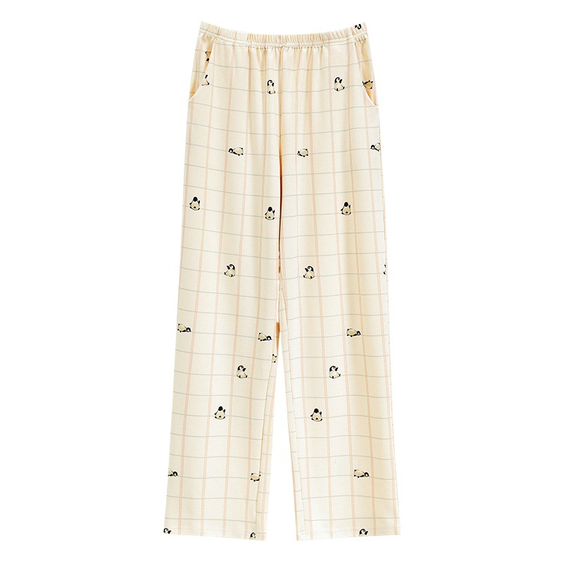 Pantalones de pijama de mujer primavera y otoño pantalones largos de algodón casuales sueltos de moda se pueden usar pantalones caseros de algodón de verano