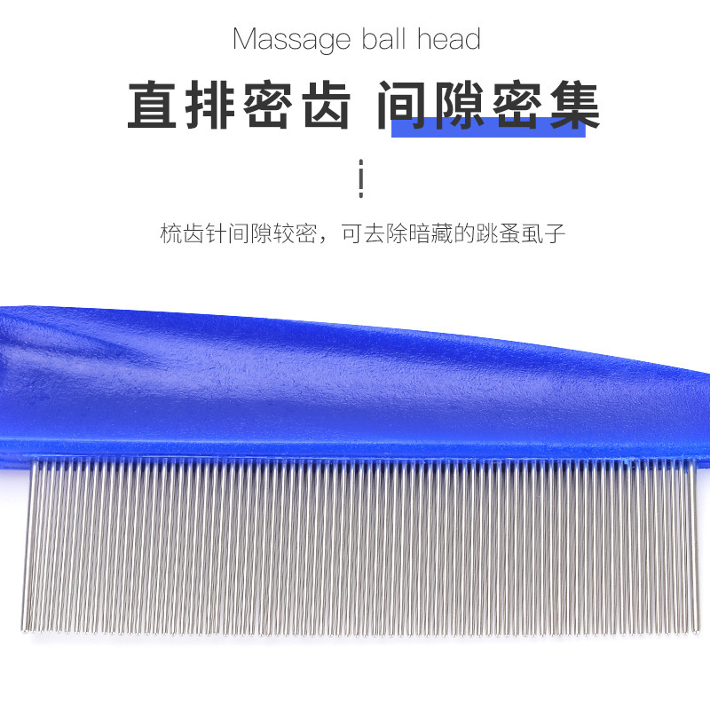 En stock PET fila peine rejilla peine perro gato uso saltar peine aguja de acero peine cifrado pulga garrapata peine