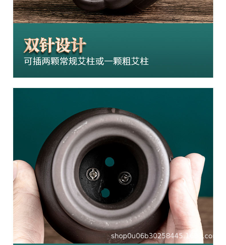 Bian Stone Double-Needle Moxibustion Jar with 54 Aged Moxa Cones for Home and Spa Warming Care 11x18cm 330g in use