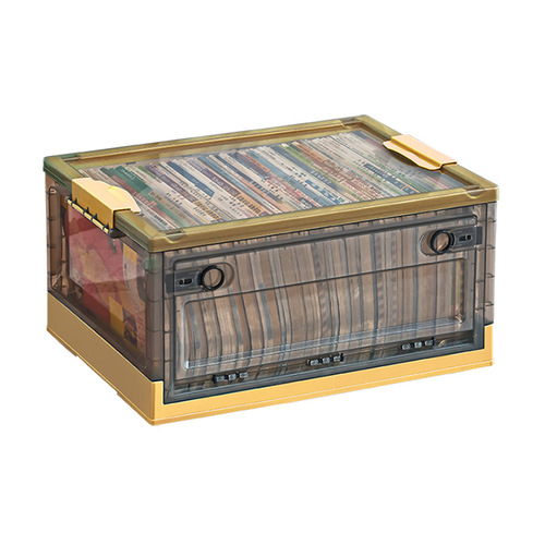 Large plastic folding storage box with lid books books transparent toy pulley organizer book box storage box