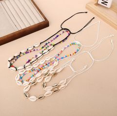 Amazon AliExpress ホット販売鎖骨チェーン多層アクセサリー女性ボヘミアンスタイルライスビーズシェルペンダントネックレス