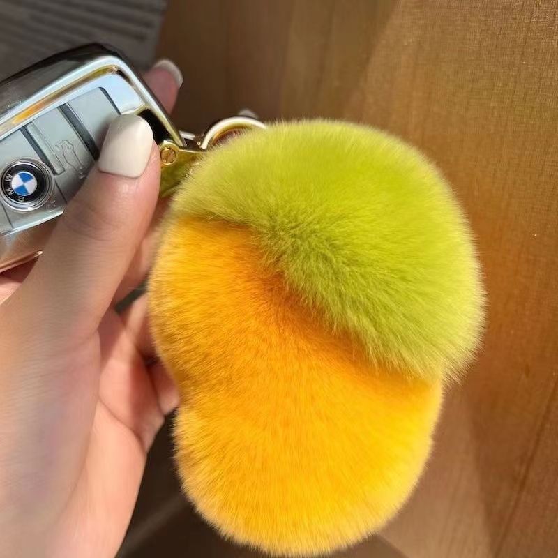 Imitation Rex Rabbit Fur Mango Car Keychain Pendant Ins Cute Plush Doll Doll Bag Pendant Gift