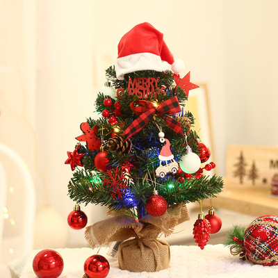 厂家定制 圣诞节装饰品 LED灯光迷你圣诞小树DIY套装 桌面树摆件|ms