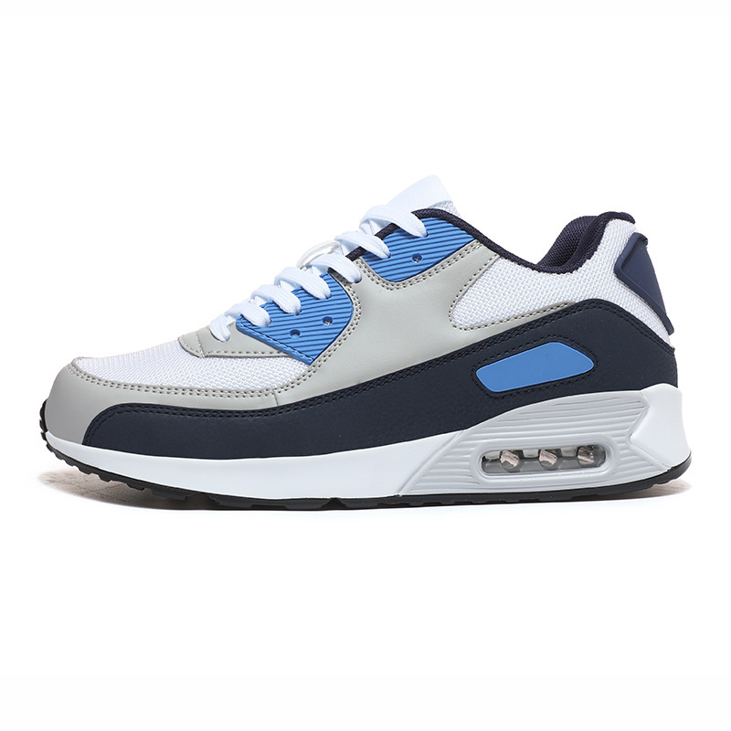 Pareja de zapatillas de deporte de cojín de aire para hombres y mujeres transfronterizas más el tamaño de zapatos casuales ligeros a juego de color de moda de malla transpirable zapatos para correr