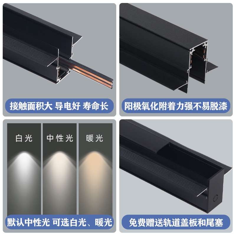 Luz de la pista magnética incrustado brillante y oculto foco sin marco sala de estar sin luz principal de Iluminación LED Luz de tira