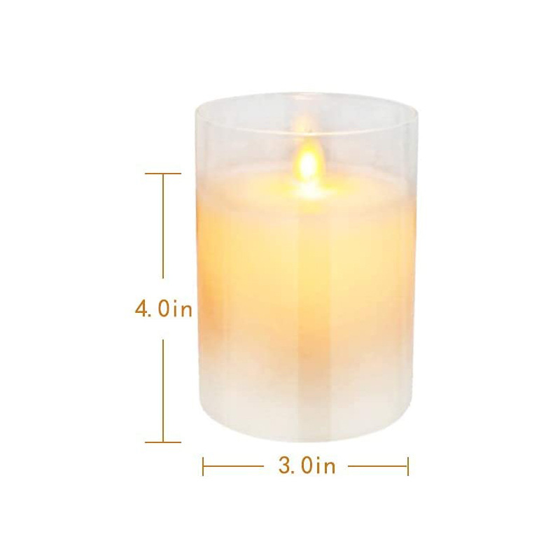 Vela LED oscilante de parafina en vaso de vidrio color té/gris/blanco, luz electrónica navideña, decoración para el hogar, luz de velas para bodas