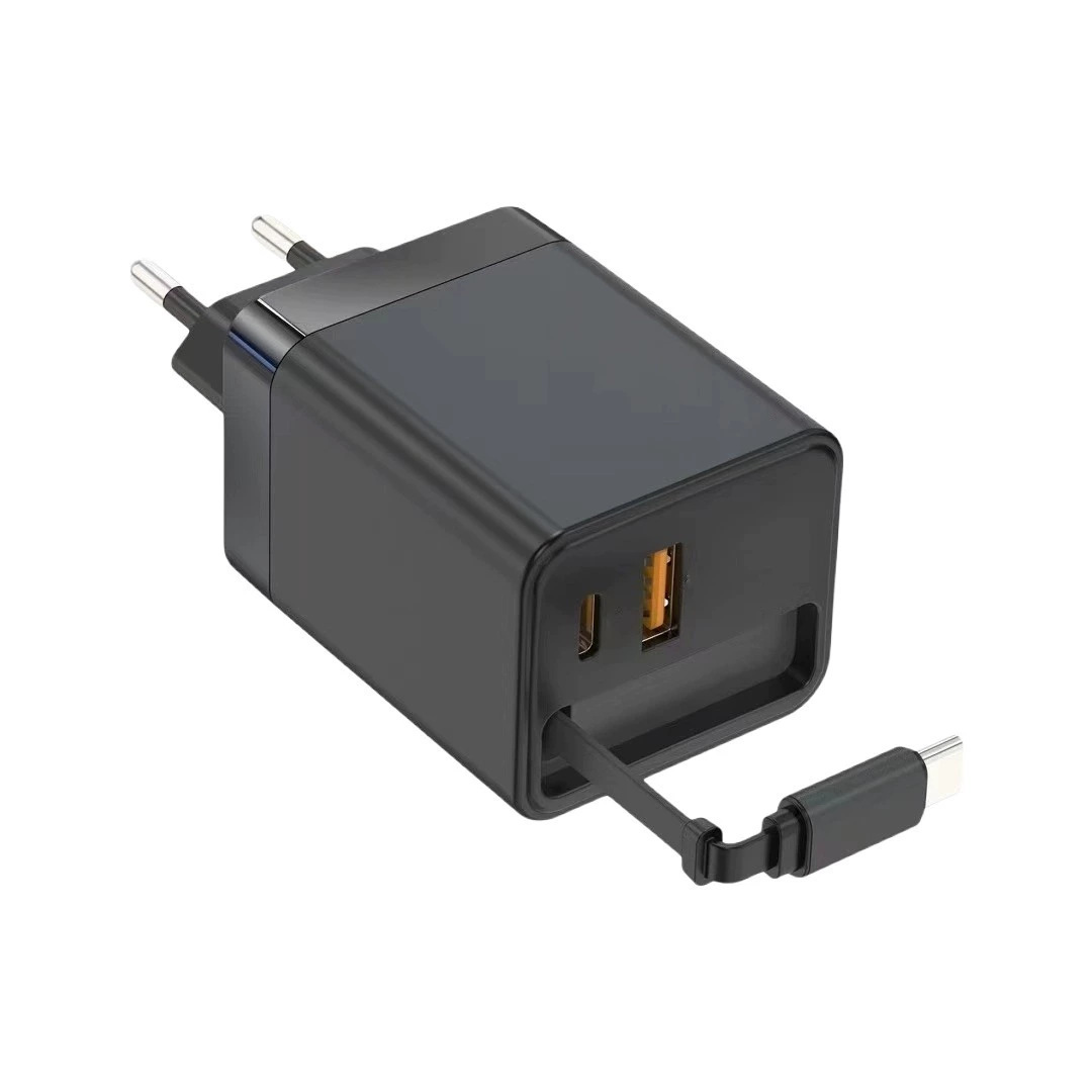 El cargador de nitruro de galio PD40W viene con un cable telescópico. El cabezal de carga rápida PD65W es adecuado para la carga PD del teléfono móvil Apple 16