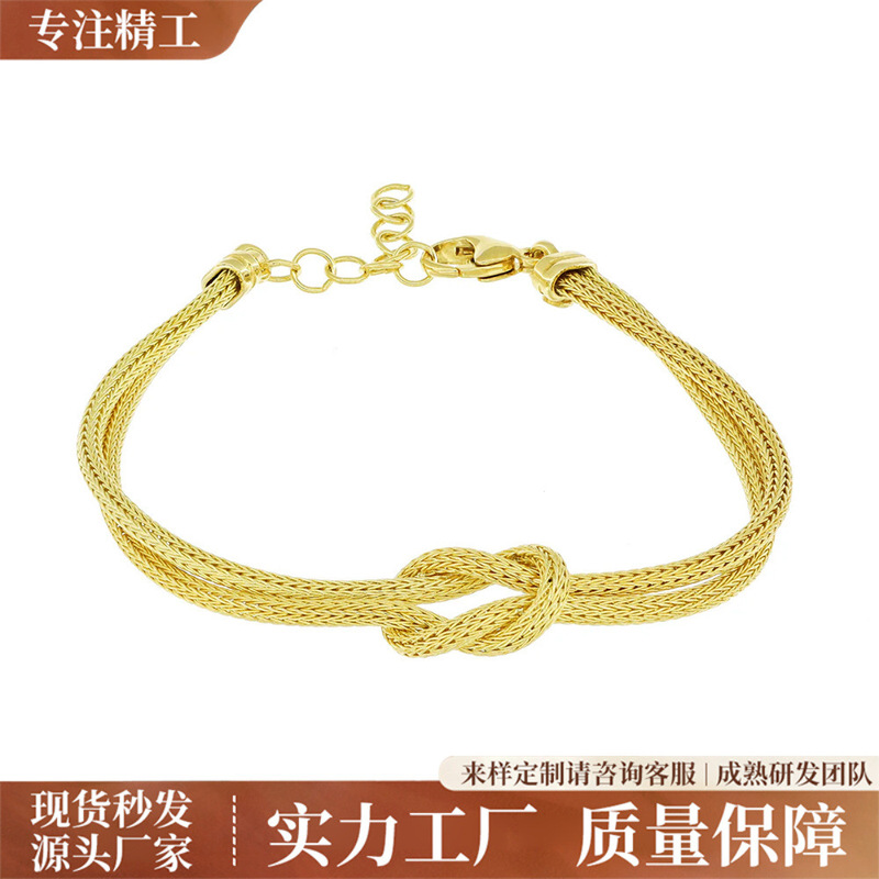 Italian Original Imported S925 Sterling Silver Braided Love Knot Bracelet Electroplated Real Gold Accessible Luxury Xiaohongshu Customization
