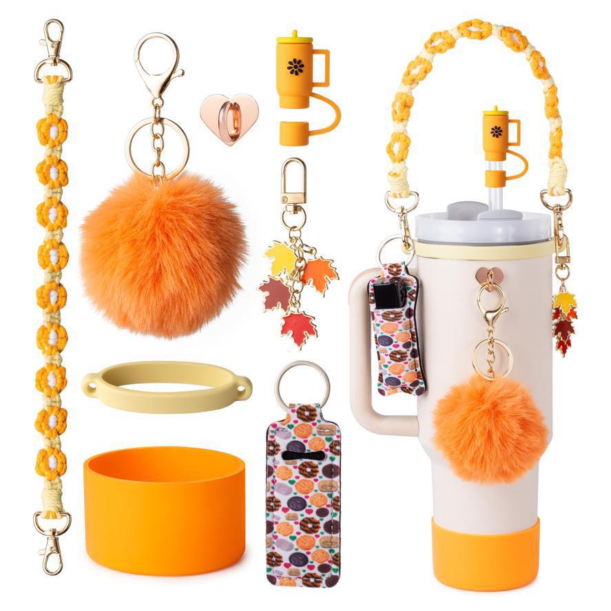 Accesorios de Amazon Stanley 40oz tejido corda de mano flor nudo gorra de paja cubierta taza colgante de pelo