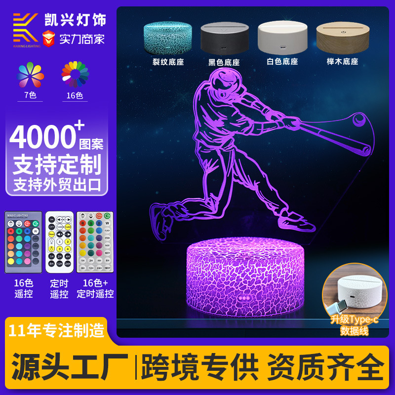 Cross Border Major League Baseball MLB Baseball Cap Baseball Player Series 3D Nightlight LED Table Lamp Cross Border Major League Baseball MLB Baseball Cap Baseball Player Series 3D Nightlight LED Table Lamp