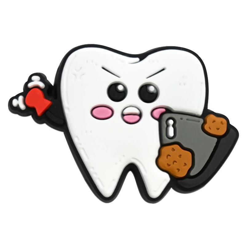 Hebilla de bolsa de agujero, cuidado creativo, zapatos de dientes, accesorios de bolsa de agujero de flor, accesorios de bricolaje, accesorios de zapatos de dibujos animados, accesorios, serie d