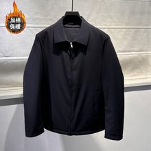 新款保暖翻领夹克男士秋冬季棉服纯色帅气百搭感休闲加棉外套