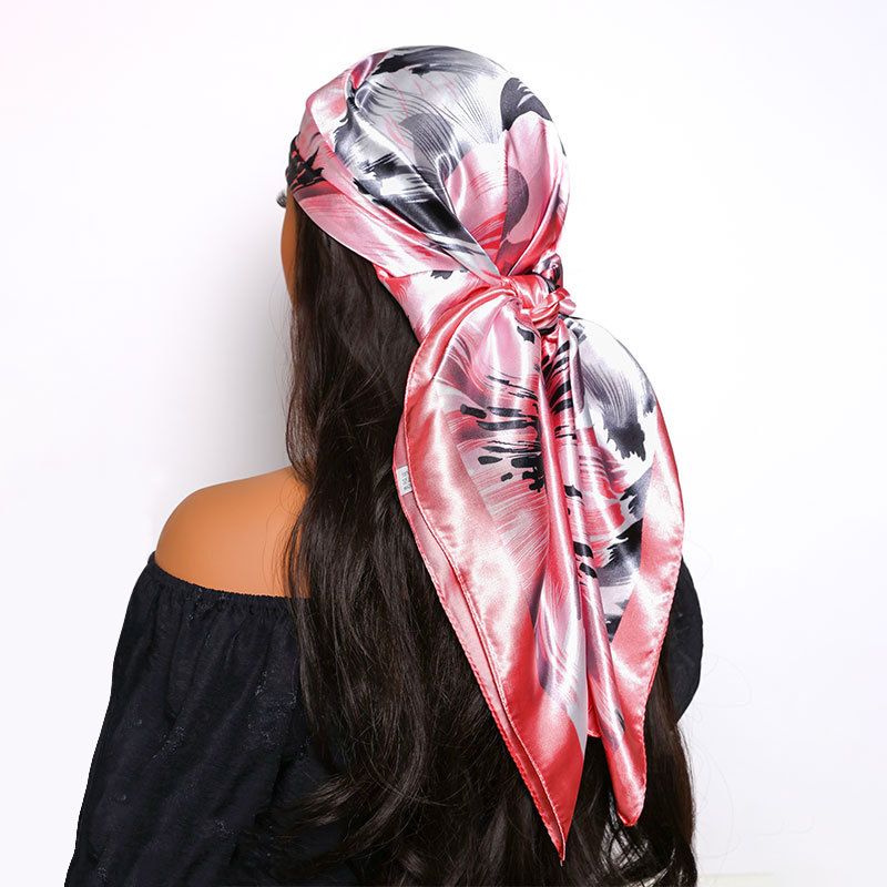 Square Satin Silk Scarf Trendy Versatile Shawl For Women_voghion.com