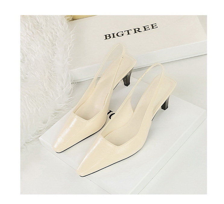 Tacco alto affusolato minimalista in stile 2A03, bocca bassa, piccola punta quadrata, cinturino posteriore scavato, versatile da donna_voghion.com