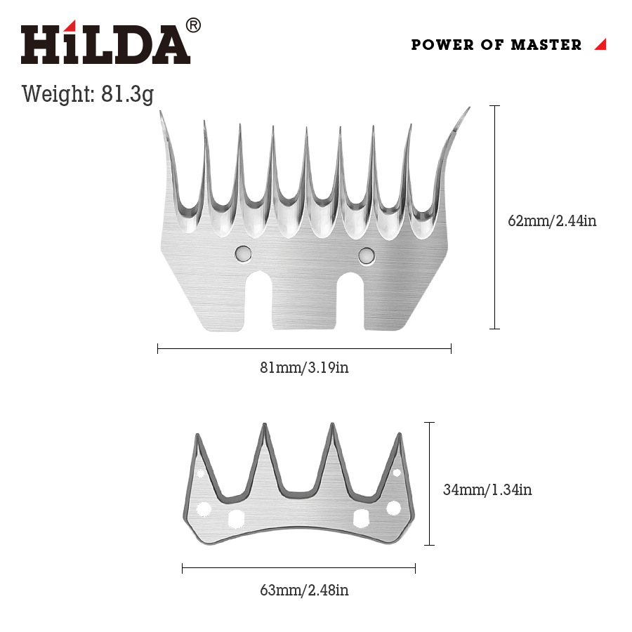 Ventas directas de la fábrica Hilda cizalla de lana eléctrica cortadora de lana especial cuchilla máquina de corte cabeza de corte en stock al por mayor