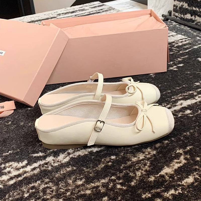 Madre uva dulce niña ~ Estilo francés, arco, boca baja, ballet, medio arrastre, zapatos individuales, nuevo estilo femenino